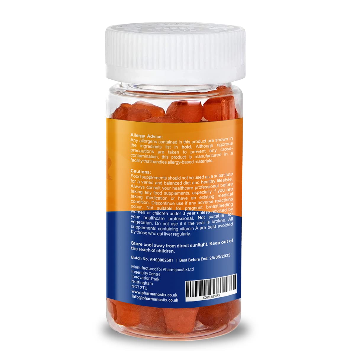 Chewable Multivitamin & Omega3 Bear Gummies for Kids - Children's Orange Flavour - 30 Count- Age 3 Upward- Omega 3 Supplement, with Vitamin C, A, B, D & Vitamin E.