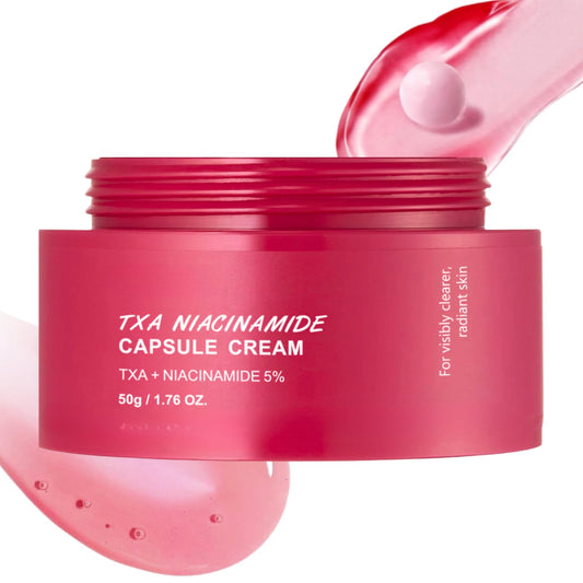TXA Niacinamide Capsule Cream, Dual Radiance Moisturizer, Korean Face Moisturizer & Dark Spot Corrector with Tranexamic Acid, Niacinamide Capsules for Glass Skin, Lightweight Hydrating Korean Skincare