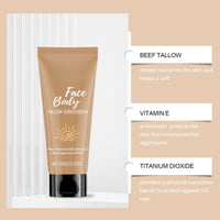 ISBEAUSOLS Organic Tallow Sunscreen SPF 50 | Mineral Sunscreen with Beef Tallow for Dry Skin | Natural Sun Cream | Lightweight,Non-Greasy Formula | Anti-Aging,Vitamin E Nourishment | Effective Skin Protection
