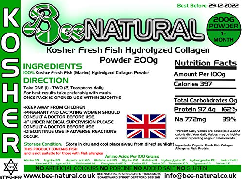 Bee-natural Kosher Hydrolyzed Marine Collagen Powder 200g
