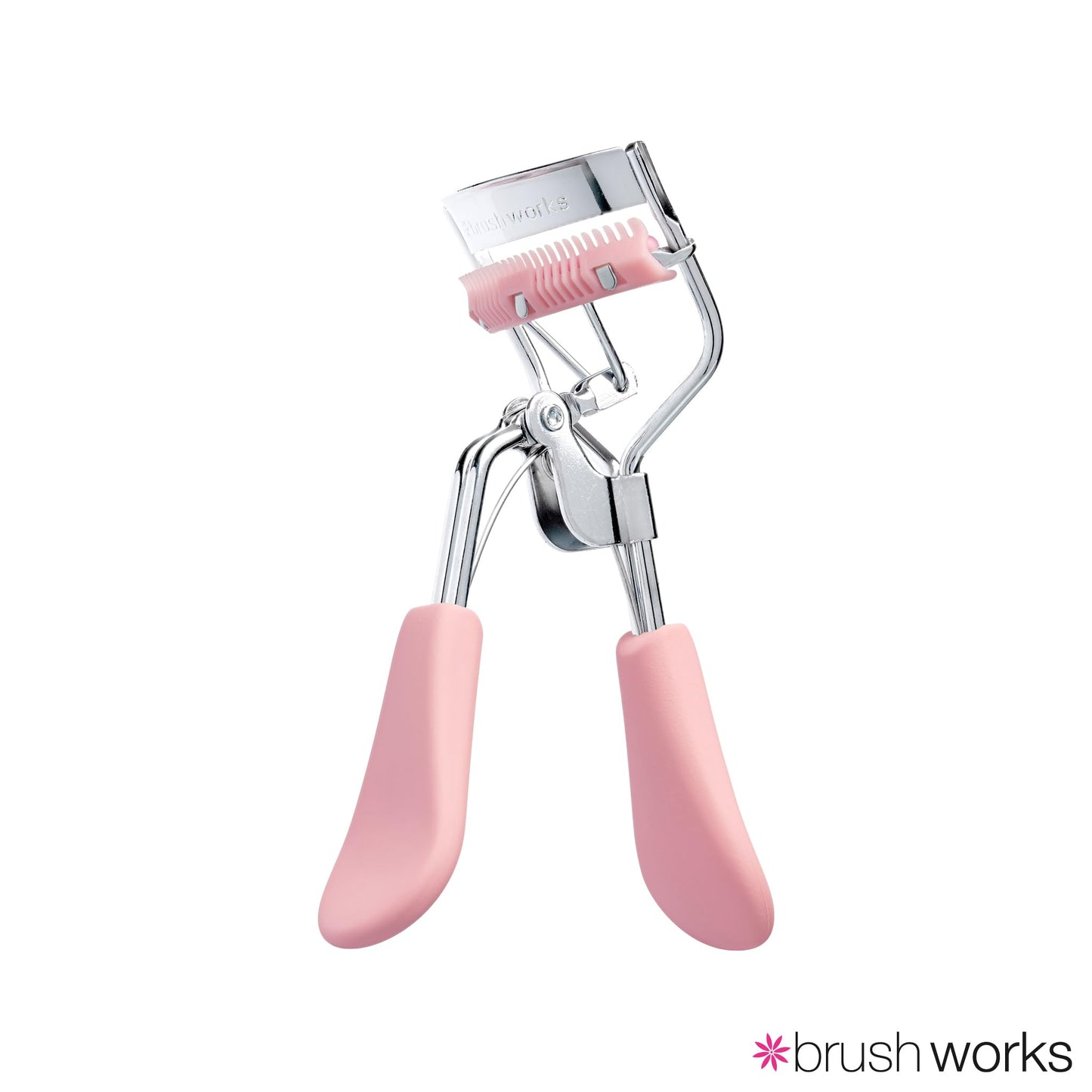 Brushworks Pro Lash Eyelash Curler with Built-In Comb - Precision Lash Separator & Curler for Fanned Out Lashes, Long-Lasting, Eye-Opening Lift, Stainless Steel, Pink, Easy to Use, Salon Style Results