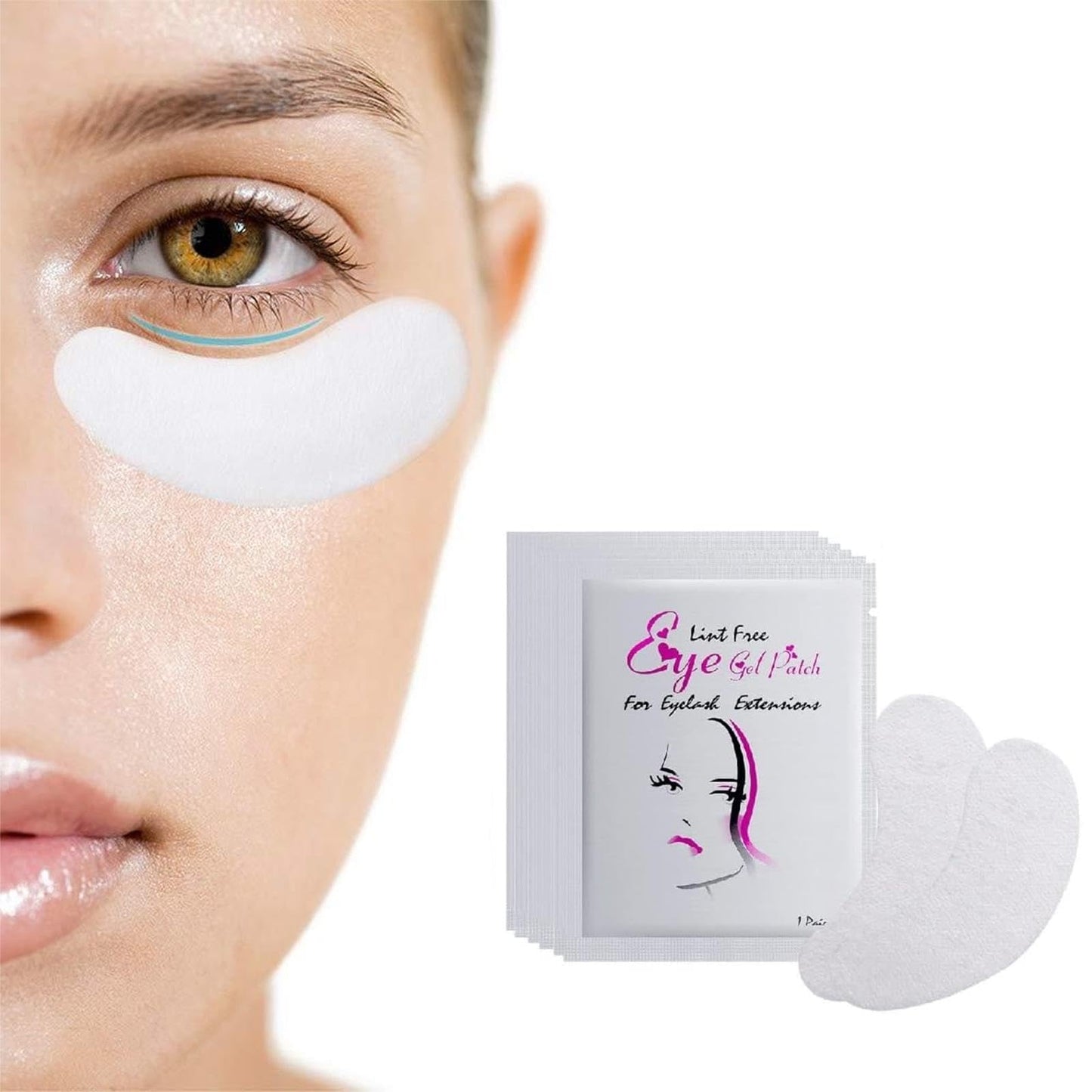 DOETYD Under Eye Gel Patches with Collagen 50 Pairs Lint-free Skin Eye Patches Eye Pads For Eyelash Extensions Treatments Beauty and Makeup Tools Lash Pads for Pro Salons or Individuals