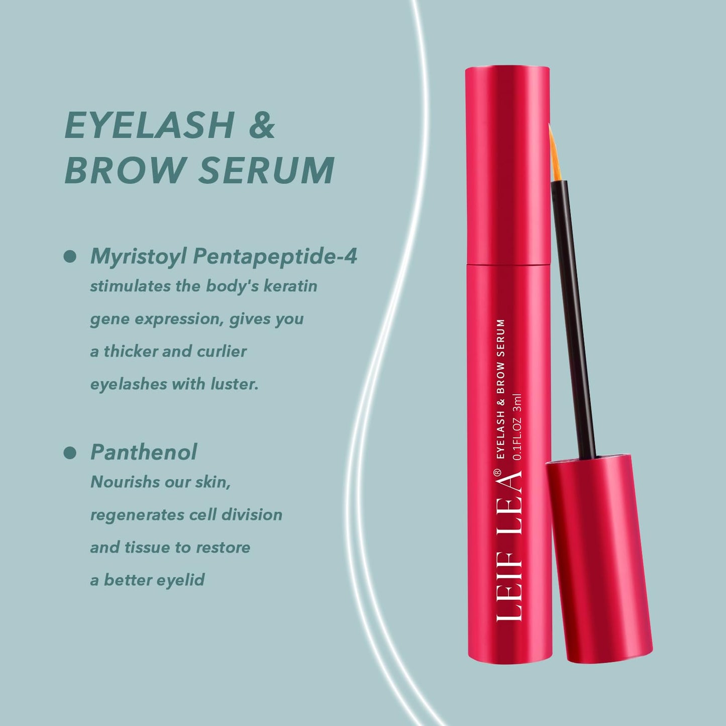 Leif Lea Eyelash Growth Serum - Natural Formula Eyelash Serum for Growth and Thickness Lash Serum for Longer, Thicker and Fuller Lashes - 3ml