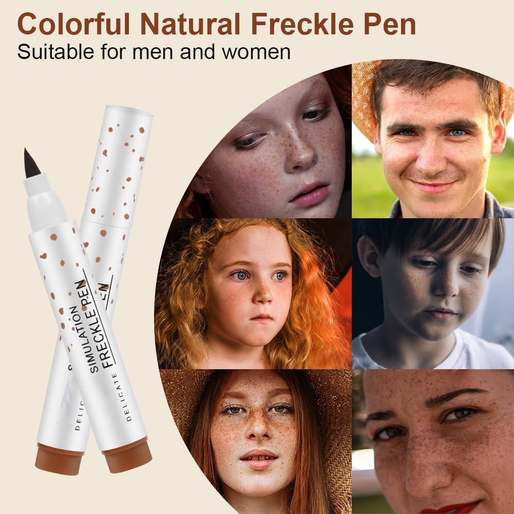 OunTechGlory Natural-Looking Freckle Pen - Waterproof, Long-Lasting, Easy to Use for Effortless Sunkissed Makeup - Light Brown