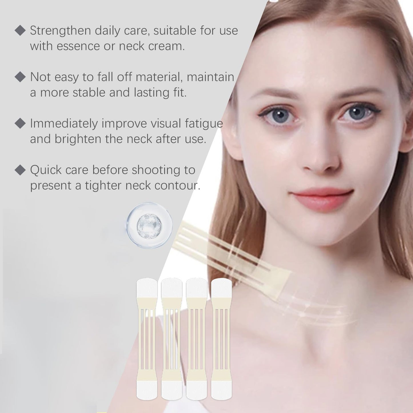AurolaGlow Instant Neck Lift Tape – Invisible Face & Neck Lifting Patch for Women. Effortlessly Smooth Wrinkles, Double Chin & Saggy Skin Perfect for Women & Girls(4 Elastic Bands and 20 Replacement Patch)