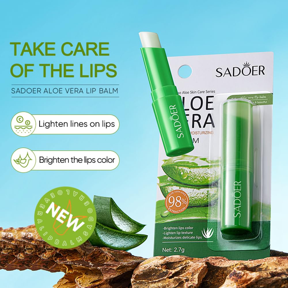 Lip balm Set, 3 PCS - Aloe Vera, Honey, VC Lip Balm Day & Night Lip Moisturiser, Lip Care Chapstick, Long-lasting Moisture to Soothe Dry Chapped Lips, Nourishing Lip Mask for Women Men (Mixed)