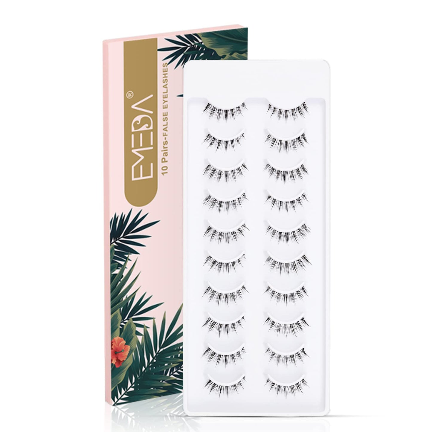 10 Pair Natural Lashes Little Devil Soft Eyelashes Strip Lashes Handmade False Eyelashes Natural Look Transparent Clear Band Small Eye Lashes by EMEDA (Little Devil)