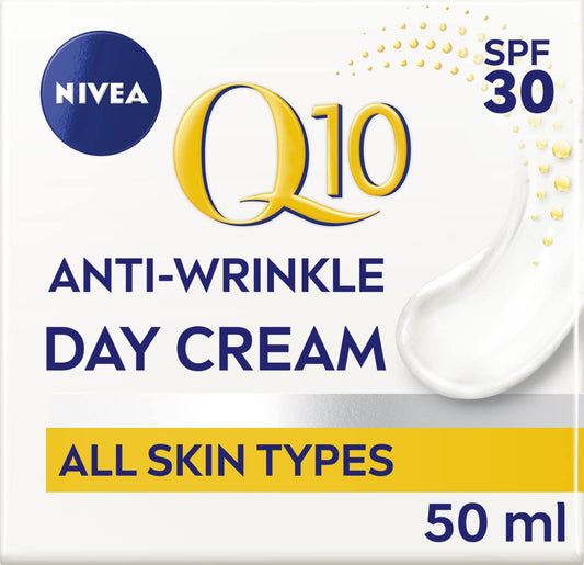 NIVEA Q10 Anti-Wrinkle Power Protecting Day Cream SPF 30 (50ml), Anti-Wrinkle Face Cream with Skin Identical Q10 and Creatine, Face Cream for 3x Wrinkles and Age Spots