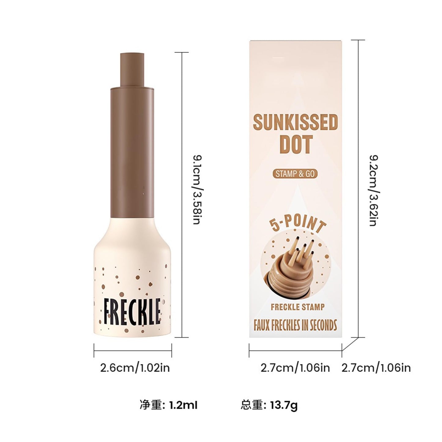 Generic Five-Point Freckle Stamp & Pen – Waterproof, Quick-Drying Faux Freckle & Tattoo Pen for Natural Sun-Kissed Look – Safe for All Skin Types(Ash Chestnut)