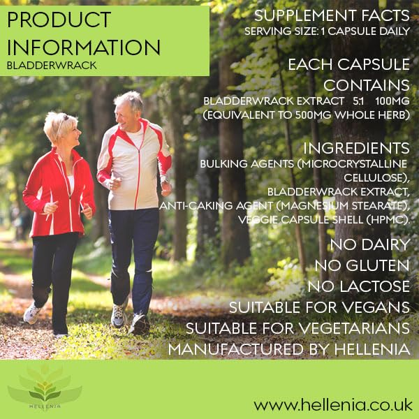Hellenia Bladderwrack 500mg | 120 Seaweed Capsules | Good Source of Iodine
