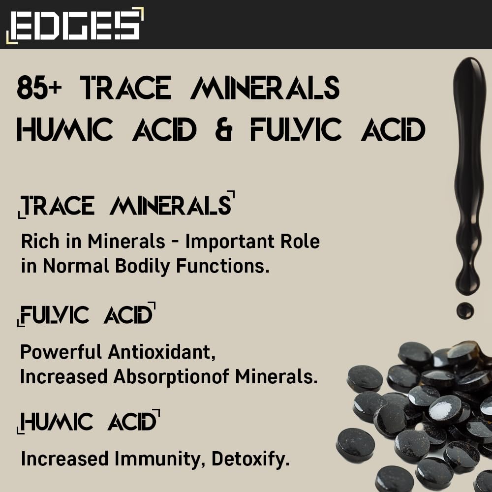 Edges 600mg Shilajit Dry Drops - 100% Original Himalayan Shilajit - Gold Grade Pure, Rich in Fulvic & Humic Acid, Minerals, Immune Support & Energy Booster - 1 Month Supply