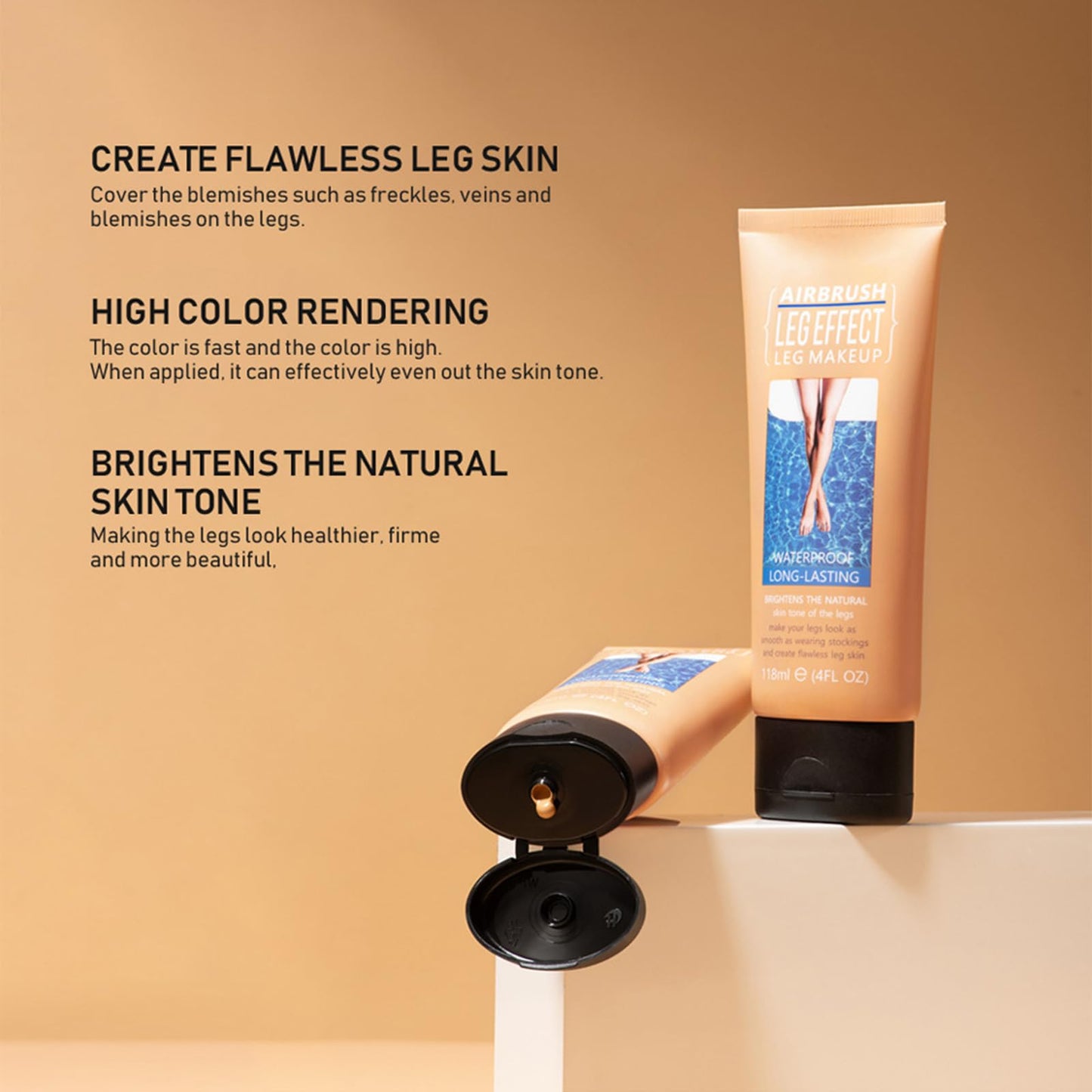 Leg Makeup To Cover Veins, Self Tanning Lotion, Gradual Tan Moisturiser, Body Makeup, Skin Firming Body Cream | Lightweight, Waterproof Formula | Long-Lasting Tan & Even Skin Tone