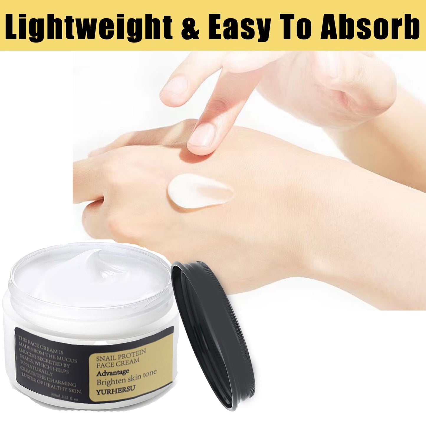 Snail Collagen Face Cream,Snail Face Cream,High Firming Face Cream for Anti Wrinkles,Snail Moisturiser Face Women,Snail Mucin Face Cream,Hydrating Face Moisturizer for Women & Men,Soft Skin Tone-100ml