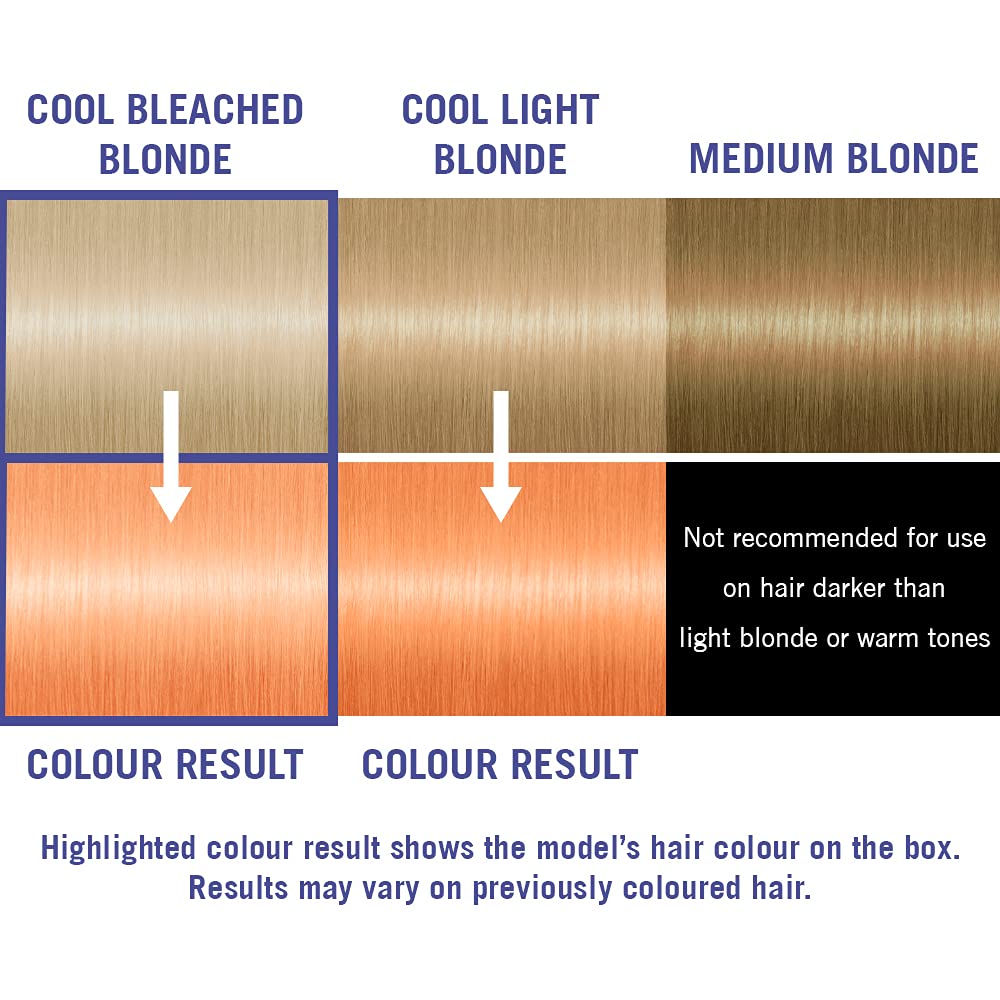 Schwarzkopf LIVE Pretty Pastels Semi-permanent Peach Copper Hair Dye, Lasts Up To 8 Washes - Perfect Peach P122 (Pack of 3)