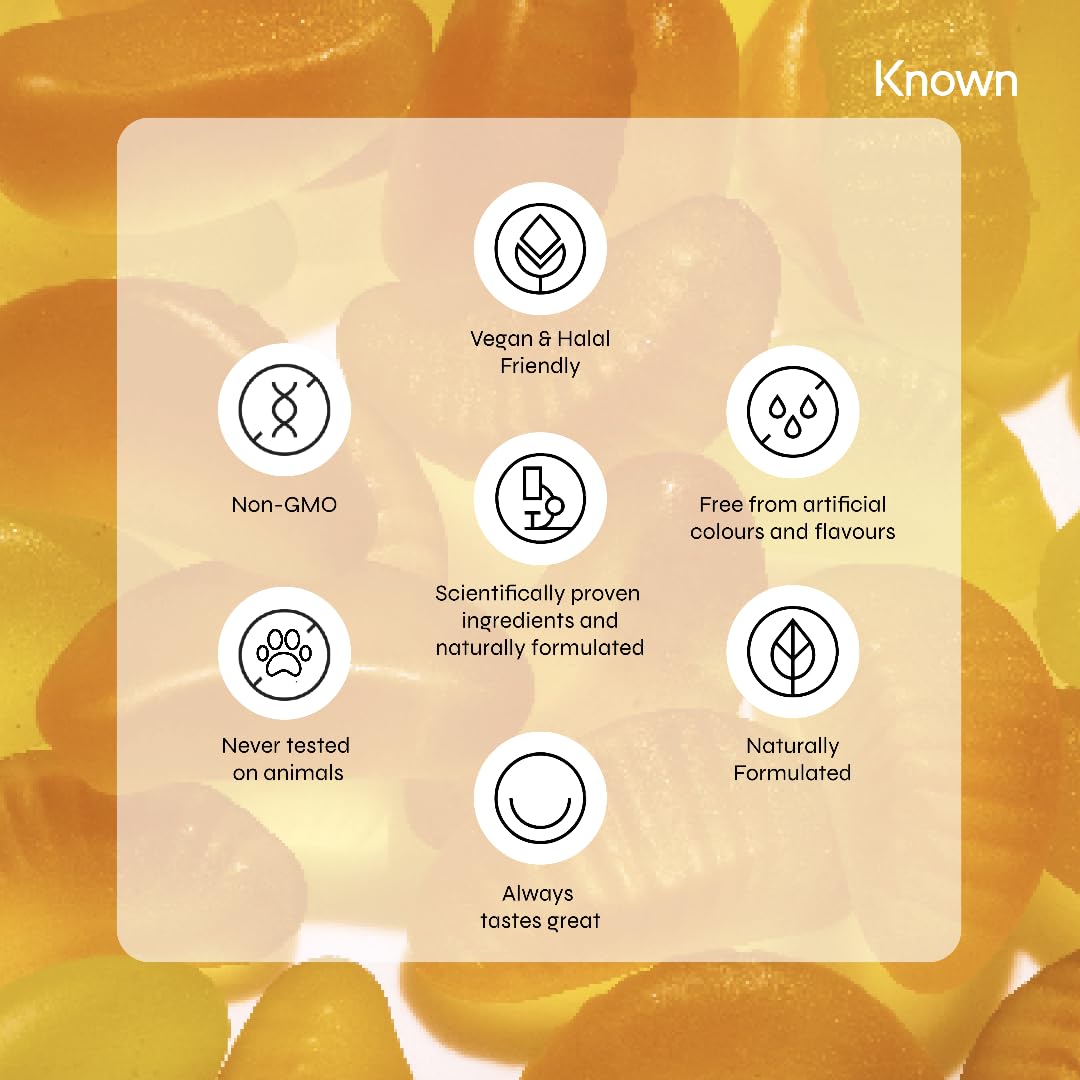 Super Green Powder Gummies by Known Nutrition | Natural Digestive Support | Natural Lemon and Orange Flavour | 60 Two-a-Day Vegan Vitamin Gummies (One Month’s Supply)  | Greens Powder Alternative