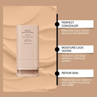 2-in-1 Makeup Foundation & Concealer Stick with Brush - Full Coverage Cream Foundation for Mature Skin