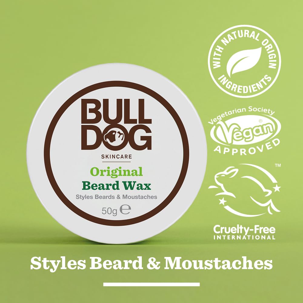 BULLDOG - Beard for Men | Original Beard Wax | Long-Lasting Hold for Beard and Moustache | 50 g