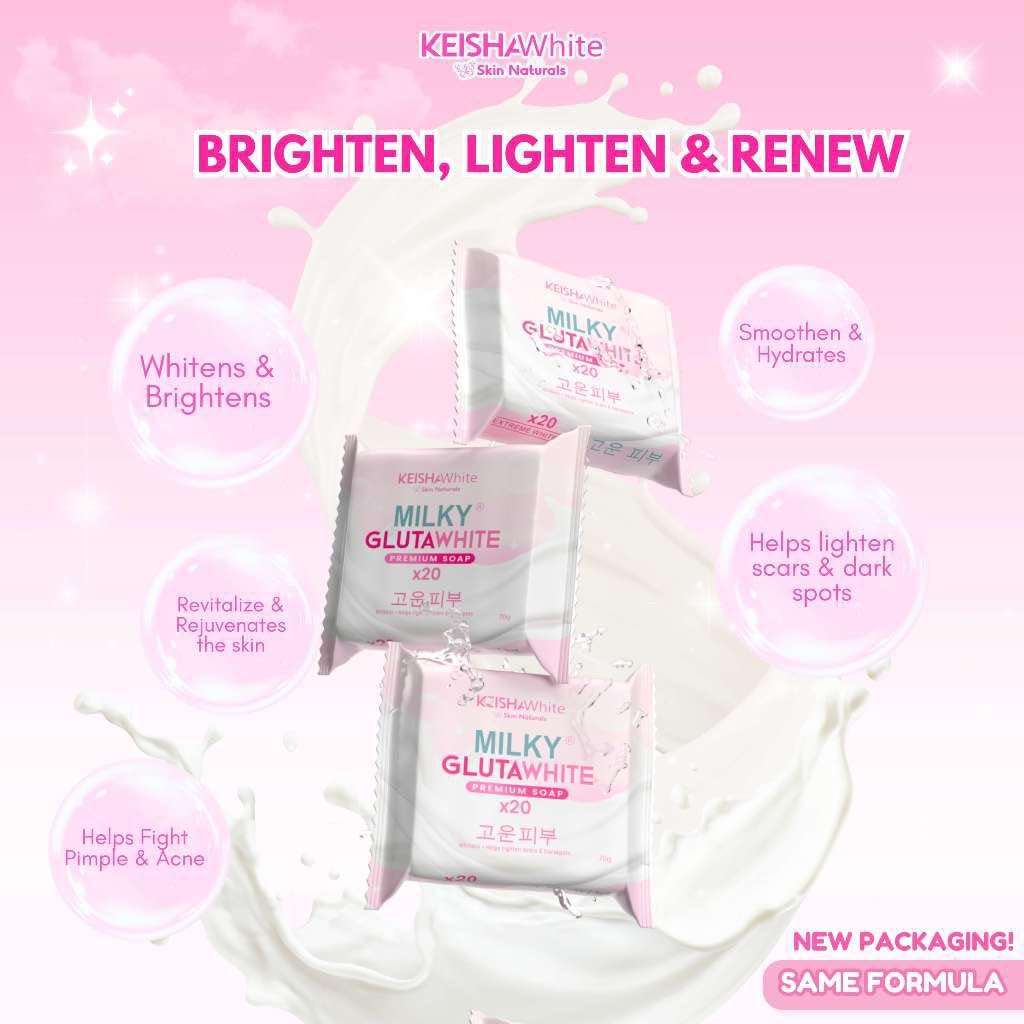 3 Bars Keishawhite Milky Gluta White premium Soap x20