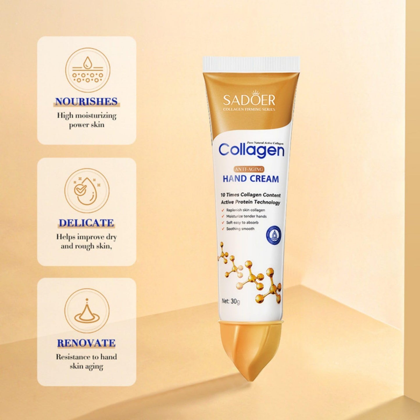 2 PCS Collagen Hand Cream Hydrating Moisturising Nourishing Prevent Dryness Cracking and Roughness Skincare Collagen Anti-Wrinkle Hand Cream