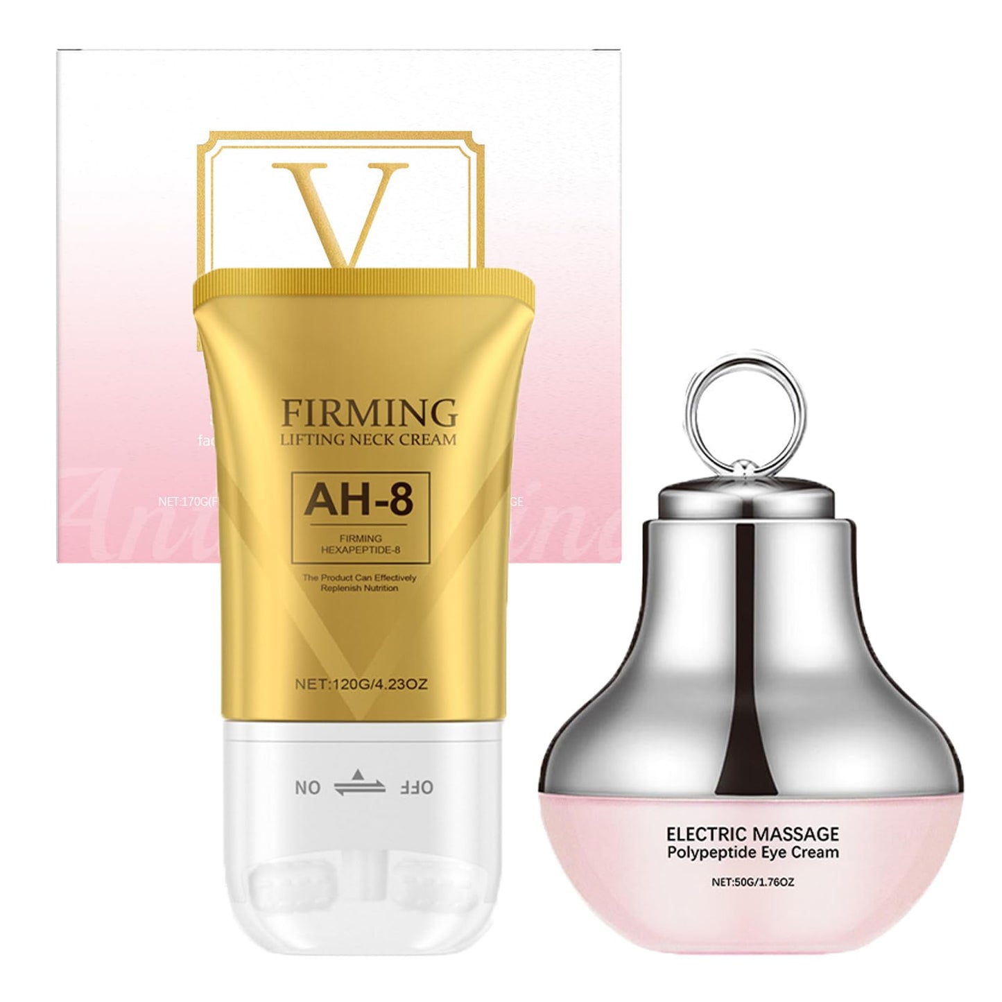 MEITREND Neck Creams for Firming Roller,AH-8 Firming Neck Cream for Sagging Skin,Neck & Eye Care Set,Eye Cream for Dark Circle and Puffy Eye,Tightening & Reduce Double Chin,Skin Tightening Cream Body