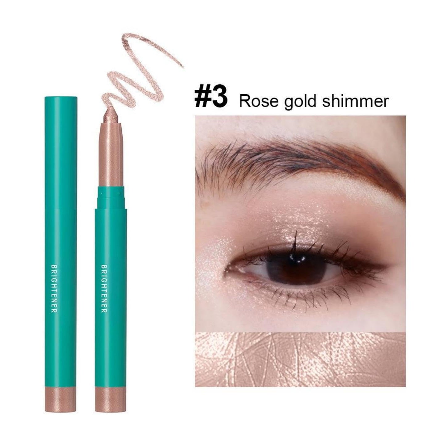 Generic Waterproof Eyeshadow Stick with Creamy Matte Shimmer, Brightener Eye Liner for Women, Long Lasting Blendable Eye Makeup, Smooth Glide Formula for Easy Application, Dual-Ended (#Rose gold shimmer)
