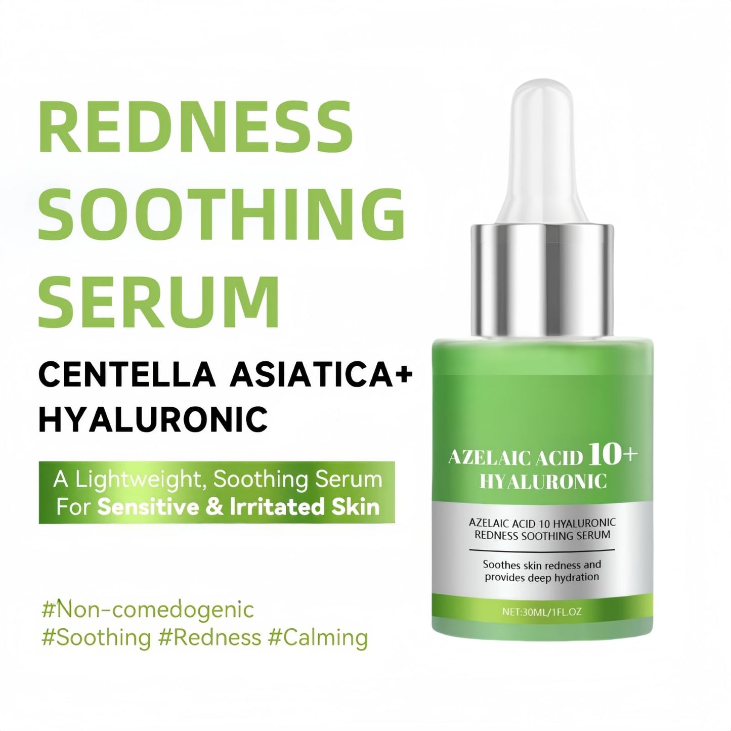 Fankayi Azelaic Acid 10 Hyaluron Redness Soothing Serum,Facial Serum for Sensitive Skin,Dark Spot Correcting Serum,Hyaluronic Acid Serum,Hyaluronic Acid Moisturiser,Gentle and Soothing,Light in Texture