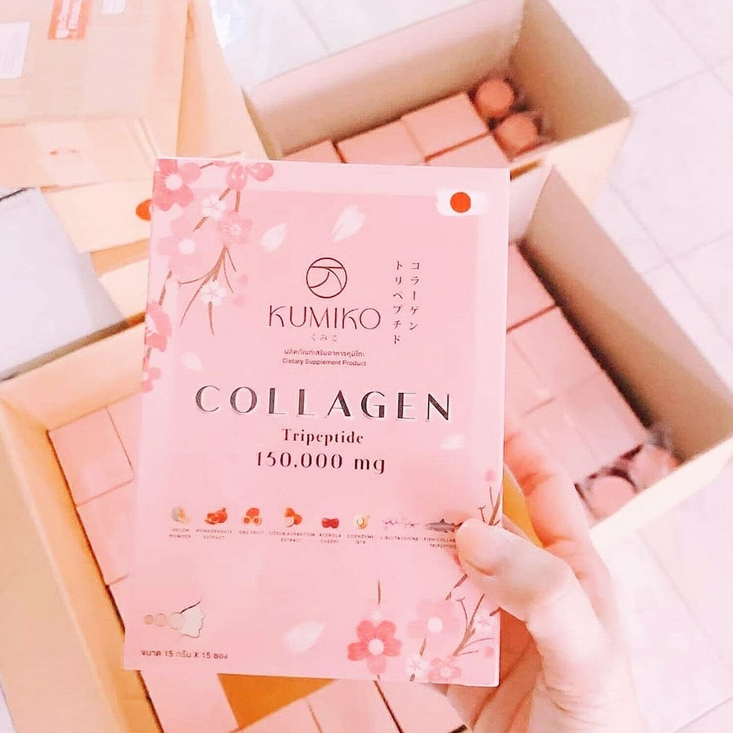KUMIKO Collagen Tripeptide 150000mg Radiant Skin Natural Healthy Collagen Women Skin Care Nourishment Acne Blemishes Reduction Heals Dark Spot Organic Extract Supplement