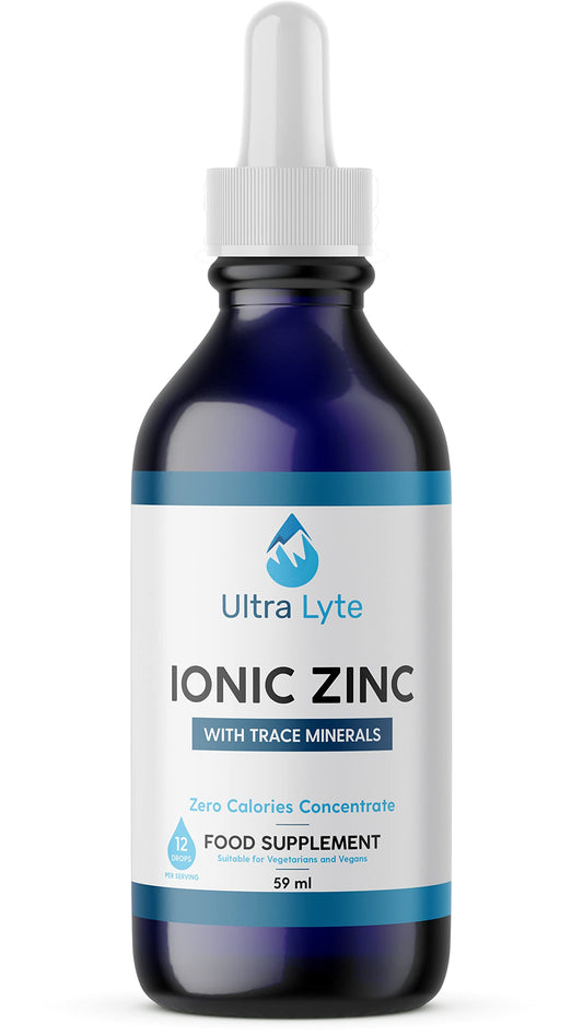 Ultra Lyte Ionic Zinc with Trace Minerals – 59ml Zinc Concentrate Food Supplement – Pure Non-GMO Vegan Friendly Formula – Supports Cognitive Performance, Muscle Growth, Immune System – Zero Calories