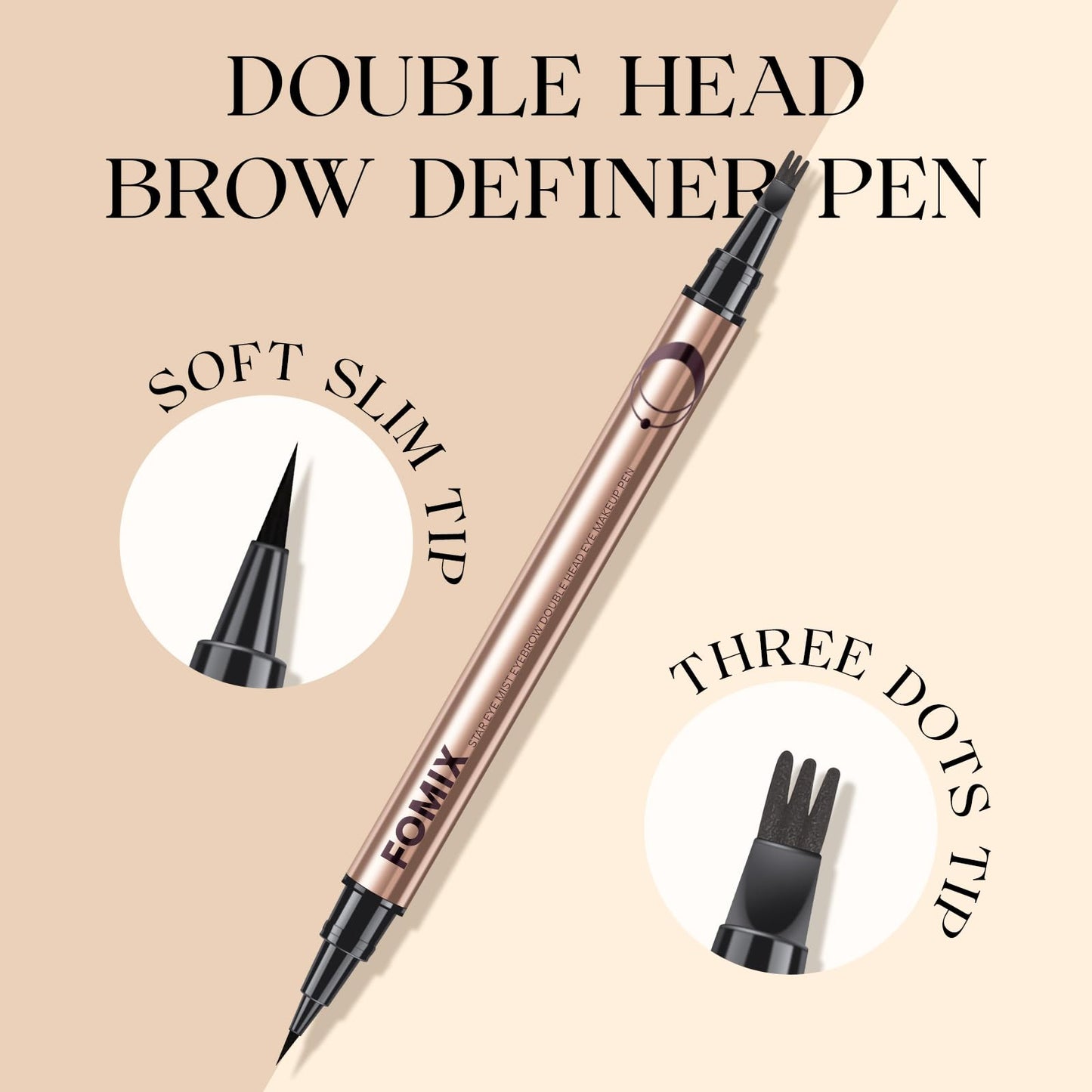 KYDA 3 Dots Liquid Eyebrow Pencil, Grey Brown, Tattoo Brow Tint, Define Natural Brow with Soft Slim Tips, Brow Definer Pen, Dot-by-Dot Application, Lasting Quick Dry Formula