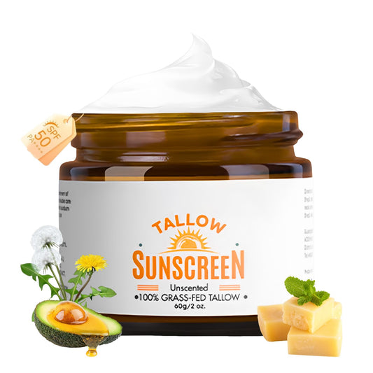 Beef Tallow Sunscreen Spf 50 - Organic Sun Cream 100% Grass-Fed Tallow - Instant Sun Protection Cream For Face & Body - Lightweight Moisturizing Sun Screen For Women, Men Ourdoor Daily Defence