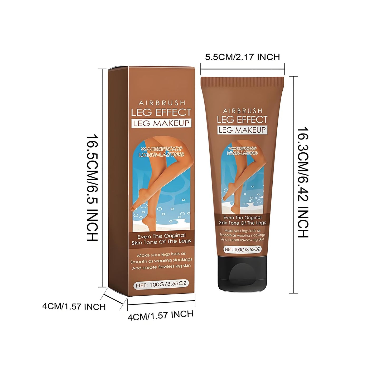 Mikloven 2PCS Waterproof Leg Makeup with Tanning Effect – Full Coverage Body Concealer for Veins & Scars, Natural-Looking Bronzing Cream, Sweat-Resistant & Streak-Free Blendable Foundation (Bronze)
