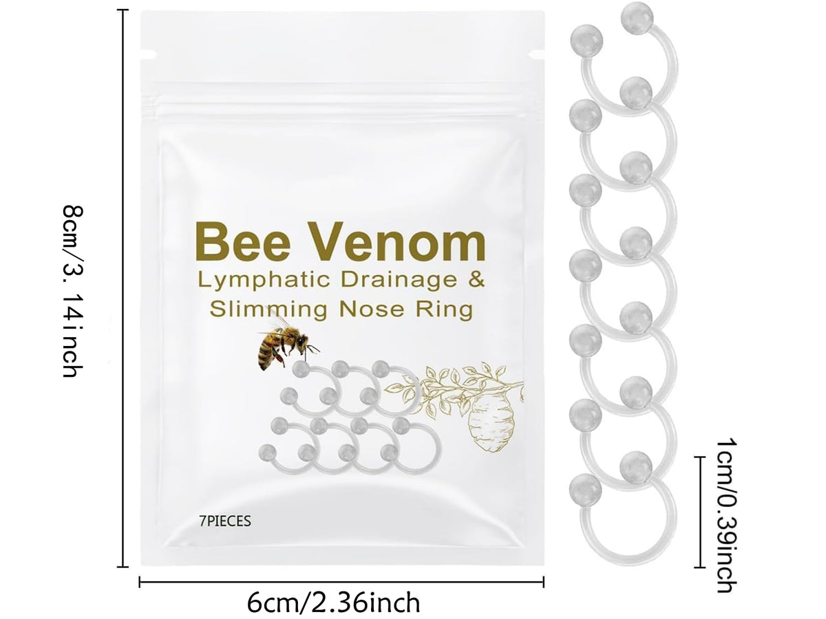 Generic Bee Venom Lymphatic Drainage Nose Ring, Bee Venom Lymphatic Drainage Nose Ring, Firming Essential Oil Ring, Slim Nose Ring for Women and Men (7psc)