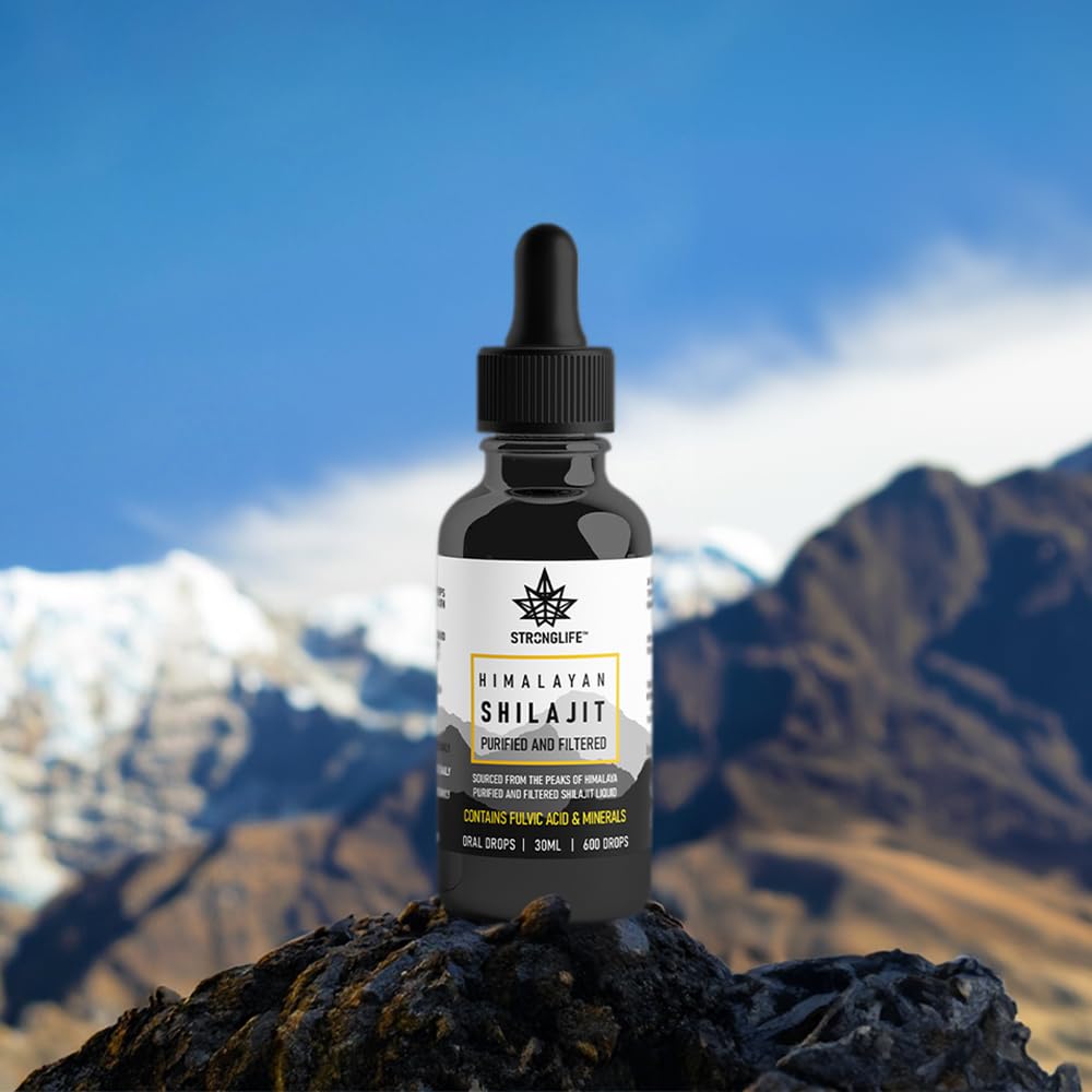 Shilajit Resin Stronglife Himalayan Liquid Oil Drops 30 gram Equivalent | Natural Source of Fulvic Acid & Mineral Oral Drops | UK Lab Certified | 30ml
