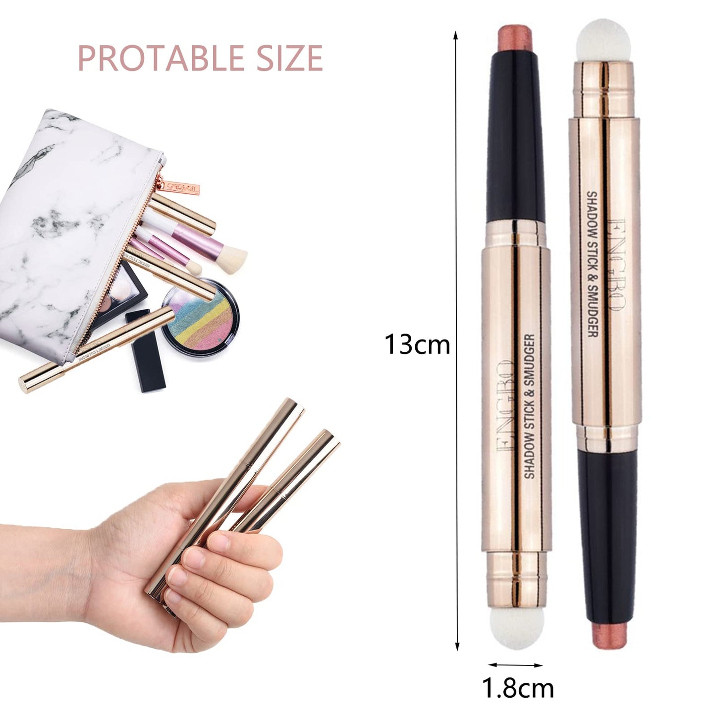 Glitter Eyeshadow Metallic Eye Shadow Stick,Pearl Shimmer Dual-Ended Eyeshadow Eye Brightener Highlighting Pen,High Pigmented,Cruelty Free,Smooth Easy To Color For Sensitive Eyes Makeup (#03)