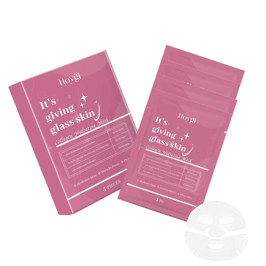 Midgpnes 4Pack Hydrating Collagen Face Mask for Korean Glass Skin – Firming and Wrinkle Reduction Sheet Mask for Youthful, Firming, Bio-Collagen Facial Mask for All Skin Types