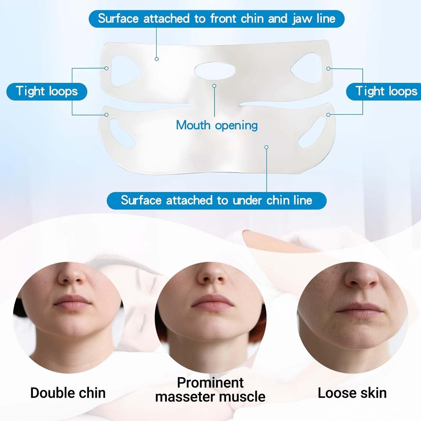 Double Chin Lifting Mask for Jawline Sculpting – V-Line Face with Collagen Lift Strap, Firm & Tighten Skin Overnight – Beauty Face Sculpting Sleep Mask for a Defined, Youthful Look