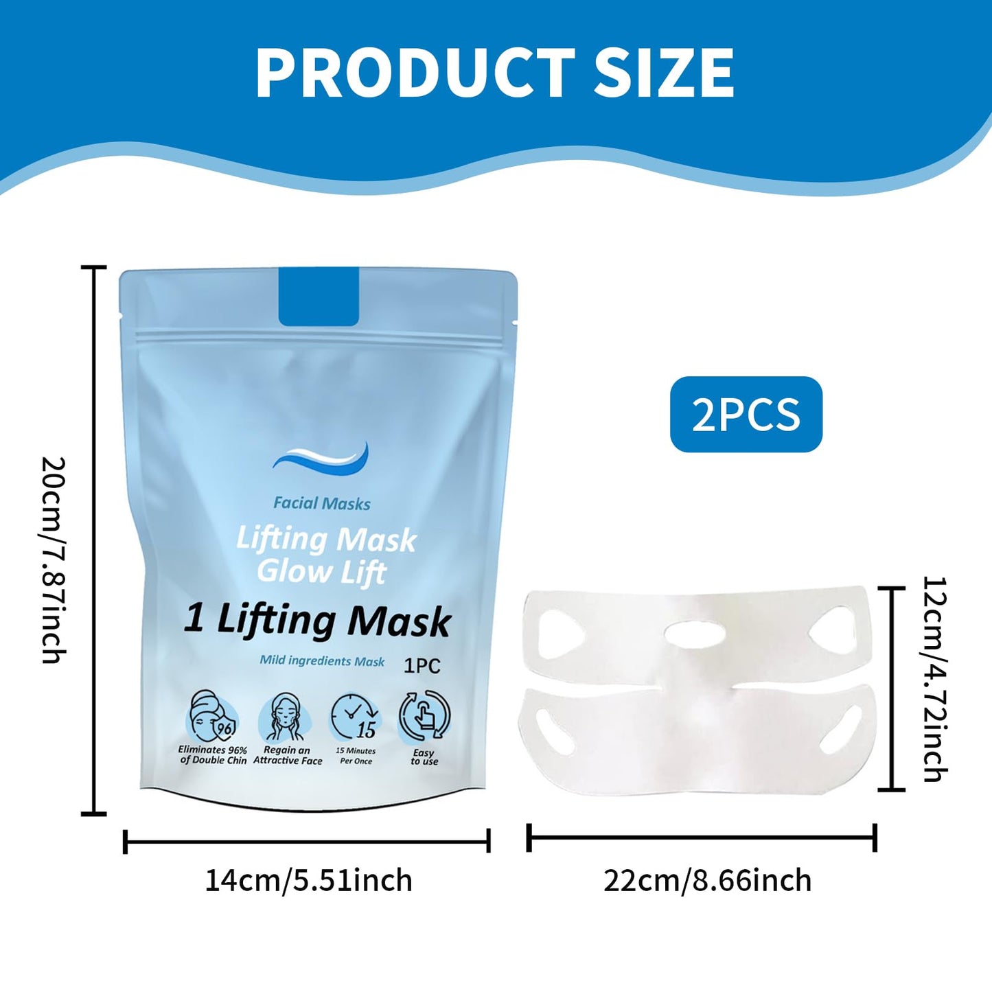 Leogony 2 PCS V Line Face Lifting Chin Mask, Double Chin Lifting Mask, Firming and Moisturizing