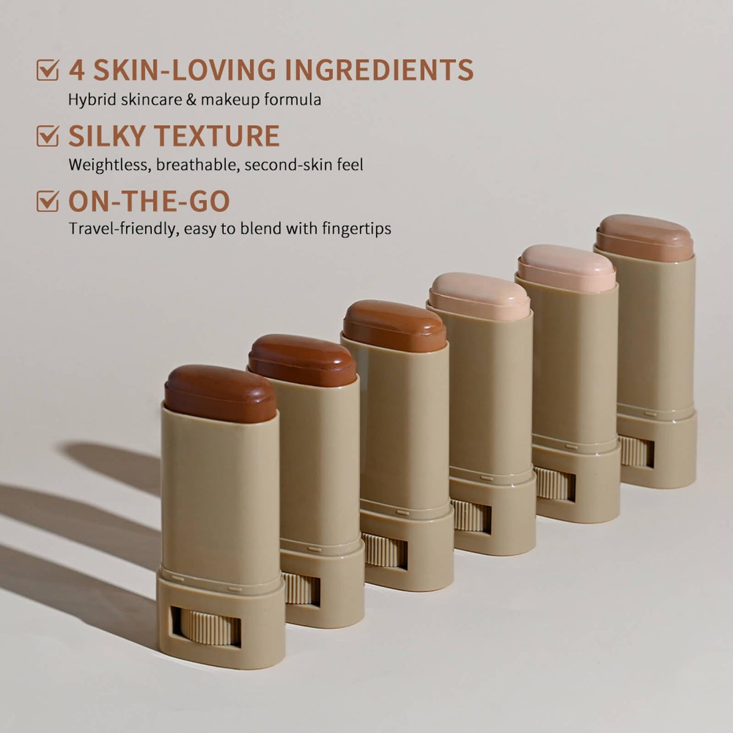 Generic Foundation Stick Beauty Balm Serum Boosted Skin Tint for Women - Skin Tint Moisturiser & Concealer for Face & Cheek - Foundation Balm Contour Stick for Dry Skin, Travel Size (#01)