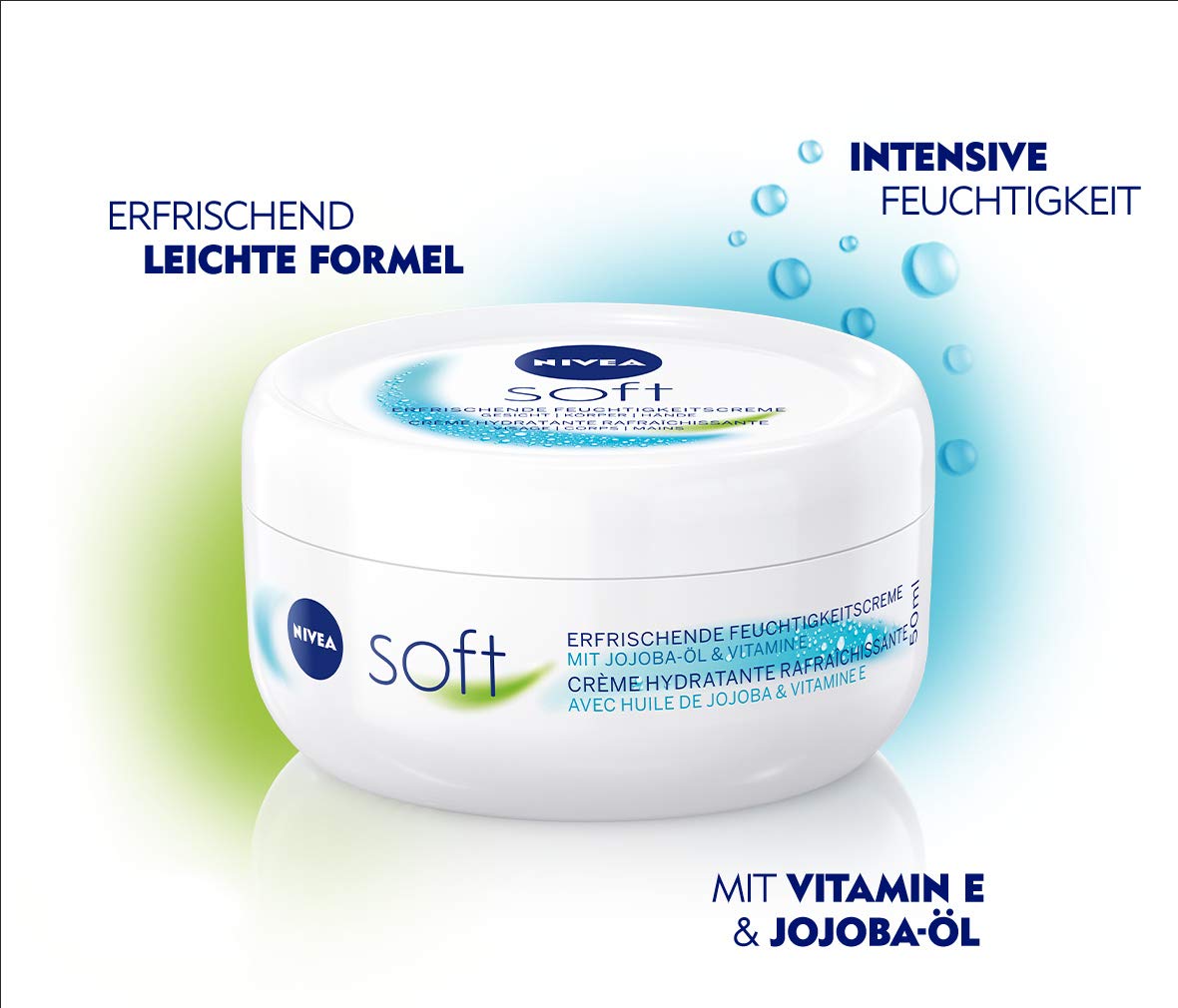NIVEA Soft Refreshing Moisturising Cream (50 ml), Nourishing Soft Cream with Vitamin E and Jojoba Oil, Fast Absorbing Skin Cream