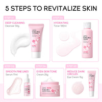 ChicNana SkinCare Set, JAPAN Sakura Skin Care Sets & Kits, Cleanser, Toner, Serum, Eye Cream, Face Cream, Skin Care Gift Set, Hair Care Gift Set for Teenage Girls(5pcs)
