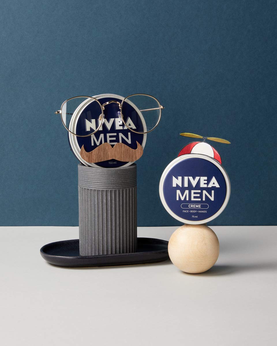 Nivea Men Creme Pack of 4 (4 x 75 ml), Intensive Everyday Face, Body and Hand Cream with Vitamin E, A Moisturising Cream for The Whole Body