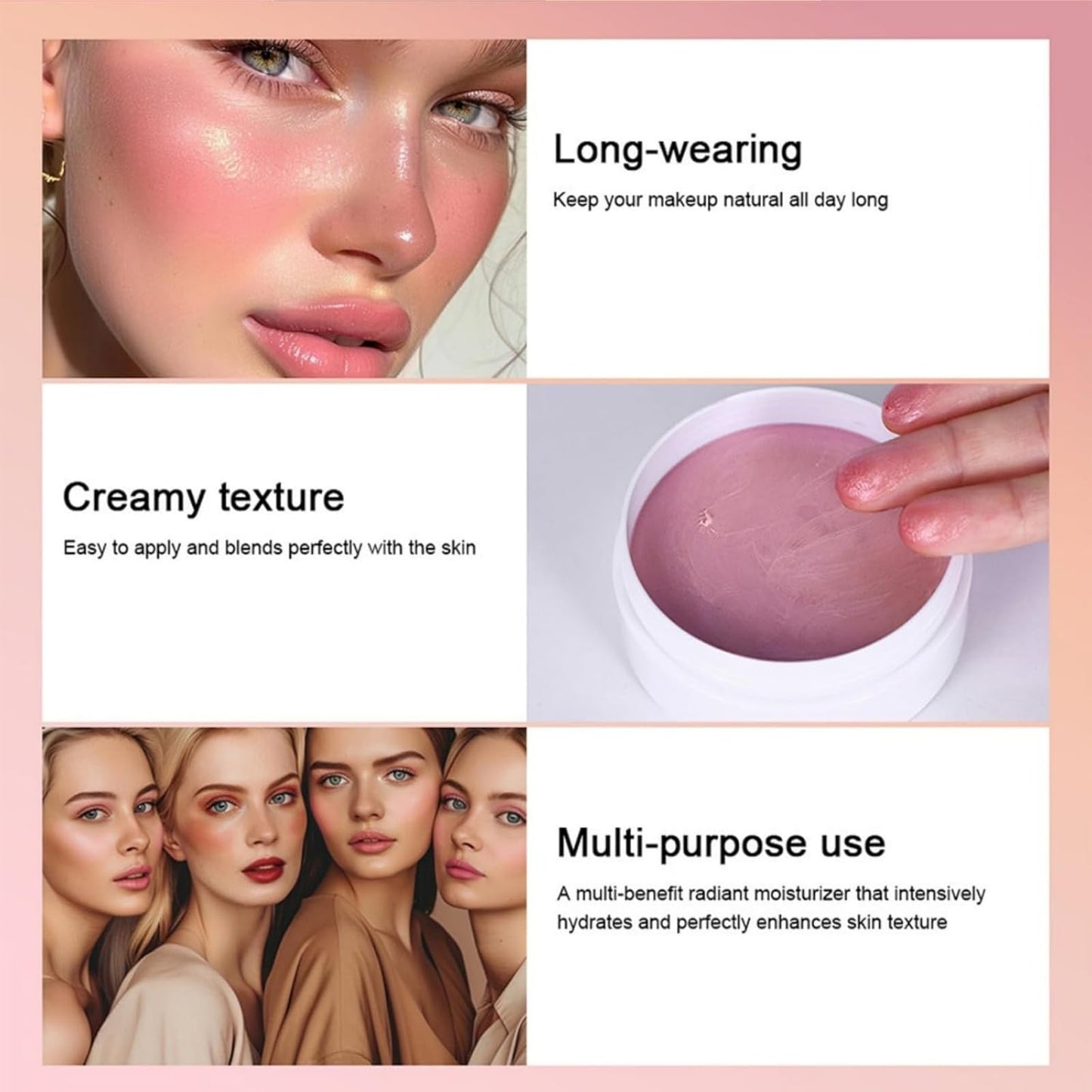 SingHao Miracle Balm Glow Skin Tinted Creamy,Multi Glow Balm,Blush for Cheeks,Blendable Colour Multi-purpose Hydrating Tint for Lips,Face,Cream Blush,Pink Blusher,Cream Contour Pale/tte(#3 Sheet Pink)