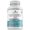 Calcium Magnesium Zinc and Vitamin D Supplement - 180 Vegan Tablets - High Strength Calcium Complex with Vitamin K2 MK-7 Copper Manganese Selenium & Boron- UK Made by Supplement Tree