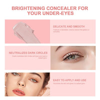 LaluluTek Full Coverage Under Eye Brightener & Concealer for Dark Circles and Spots - Long-Lasting Corrective Pink Cream Primer & Highlighter Foundation