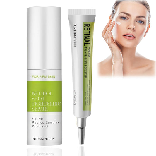 OuXing 2PCS New Retinal Shot Tightening Booster,Retinol Shot Tightening Serums,Retinol Serum for Face Retinol Eye Cream,Anti Wrinkle and Firming Reti-nol Cream,Moisturizing Reti-nol Cream for Face and Eye