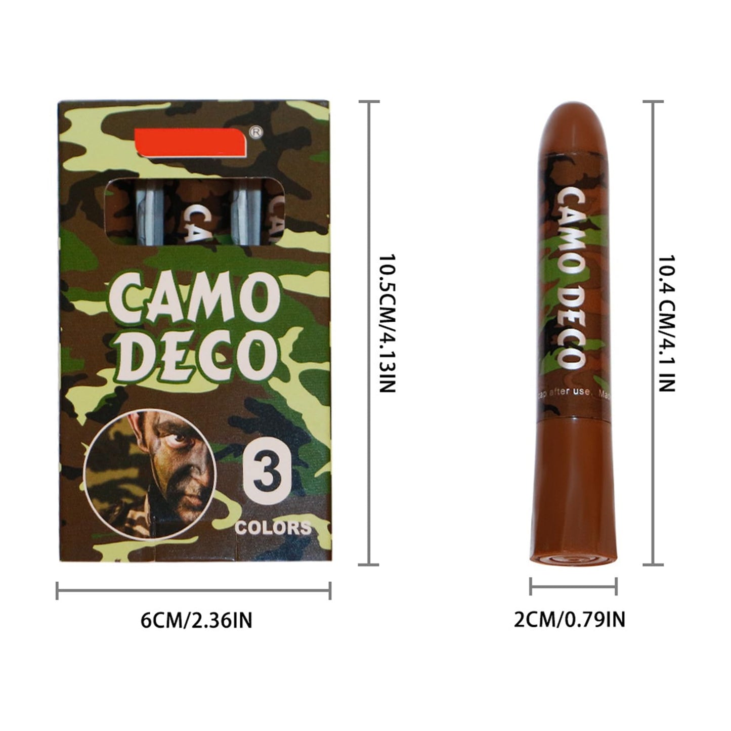 Mikloven 3-Color Camo Face Paint Sticks (Brown, Black, Green), Waterproof Hunting Face Paint, Rotating Wax Design, Skin-Friendly, Easy Application for Outdoor & Tactical Use