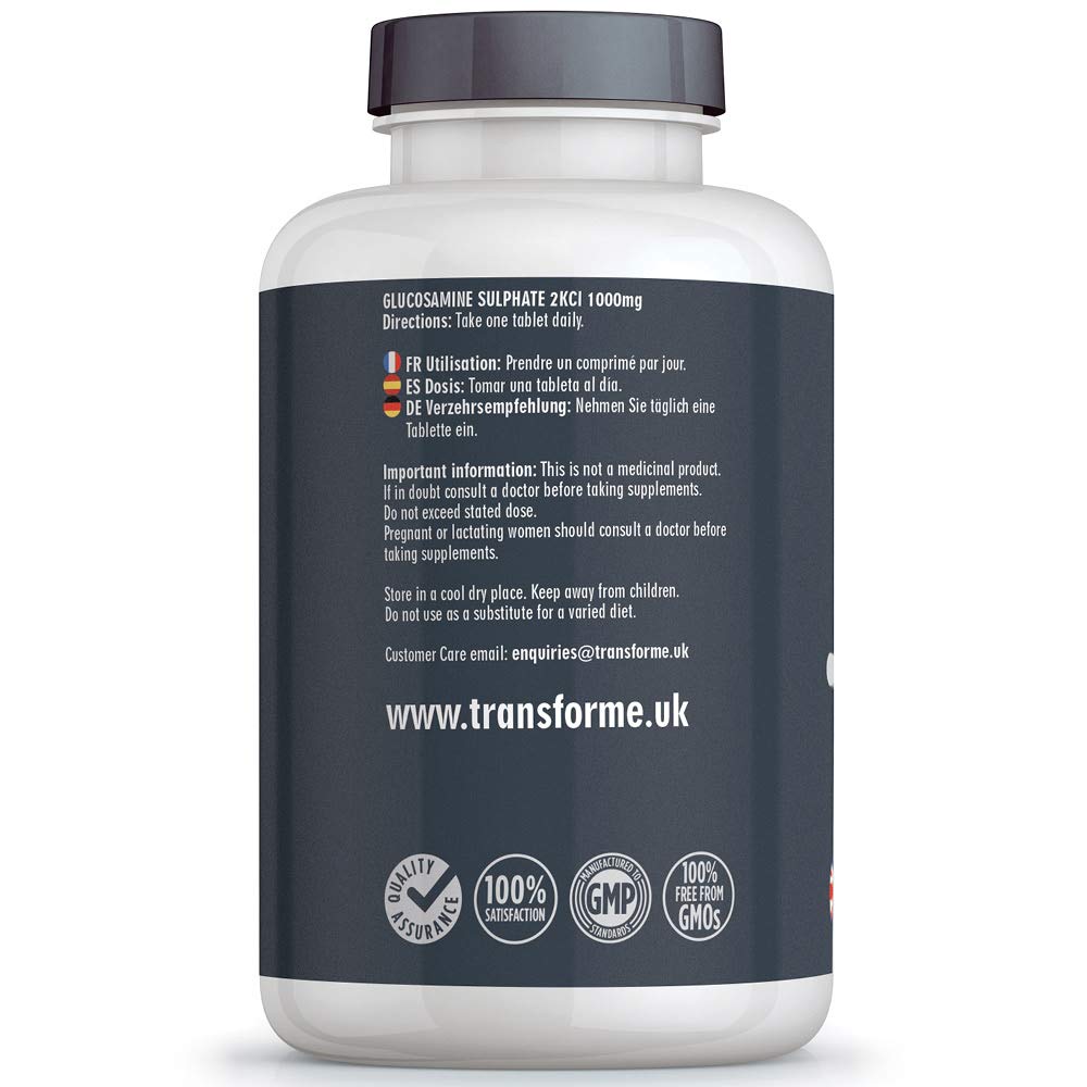Transforme Glucosamine Sulphate 1000mg 365 Tablets, 2KCl, Vegetarian, Vegan, 1 Year Supply, Gluten Free