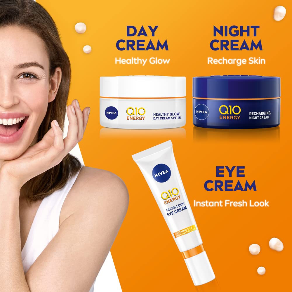 NIVEA Q10 Energy Healthy Glow Face Day Cream (50ml), for Women, Energising Moisturising, Vitamin C and E