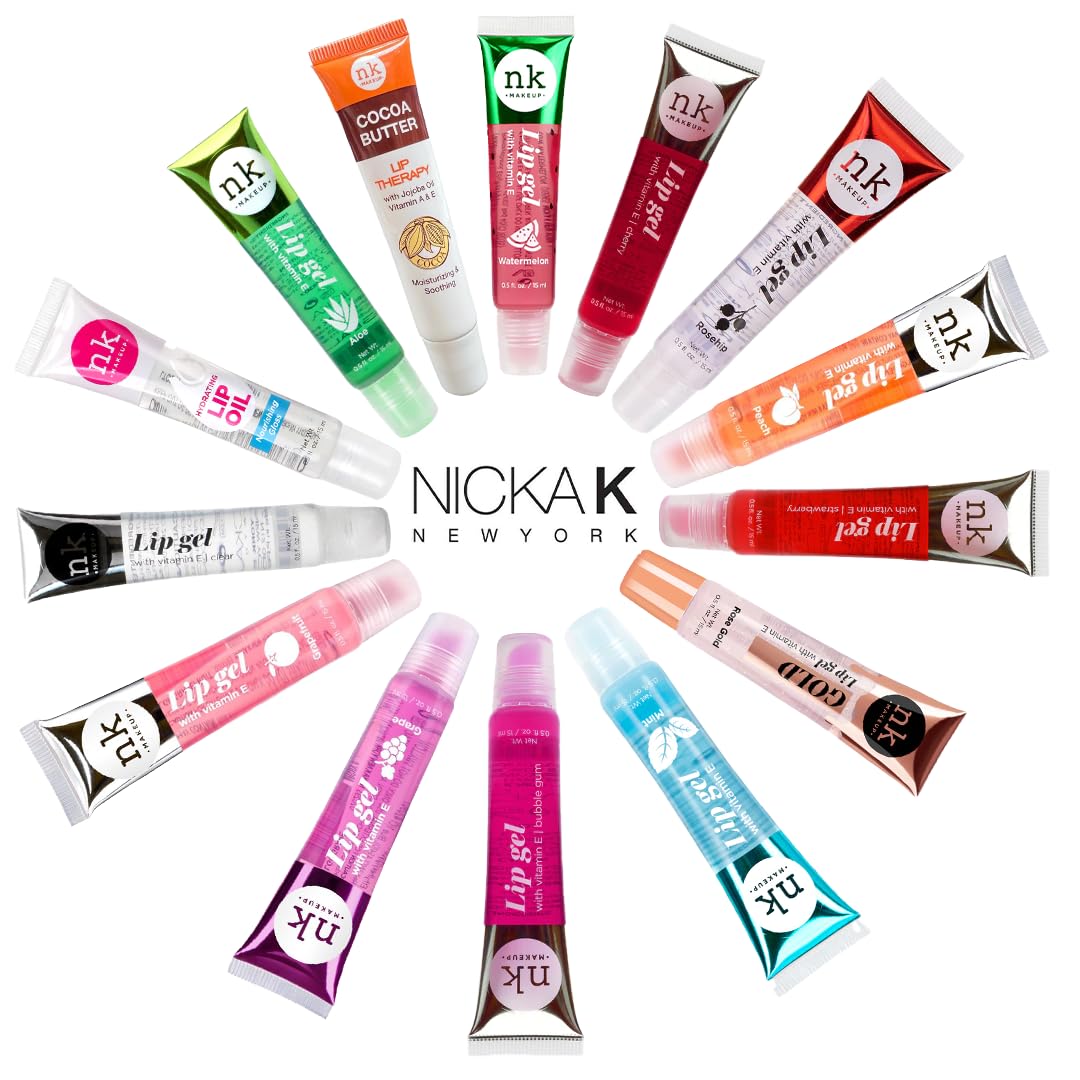 NICKA K NEW YORK nickaknewyork NK lip gloss gel 15ml Vitamin E, Shiny, Nourishes, Lip gel (Grapefruit, Pack Of 3)