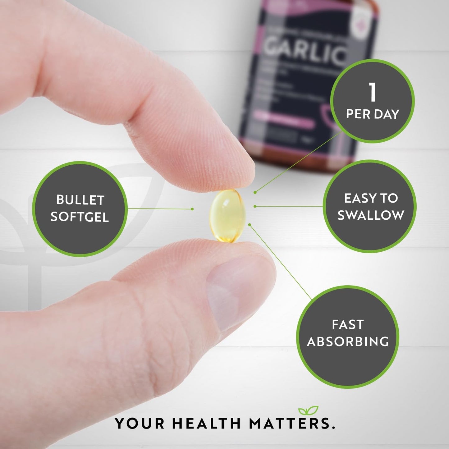 Premium Garlic Capsules - Odourless High Strength 15,000mg - 180 Soft Gel Capsules of Deodourised Cold Pressed Garlic Oil from Allium Sativum – 6 Month Supply - Made in The UK by Nutravita